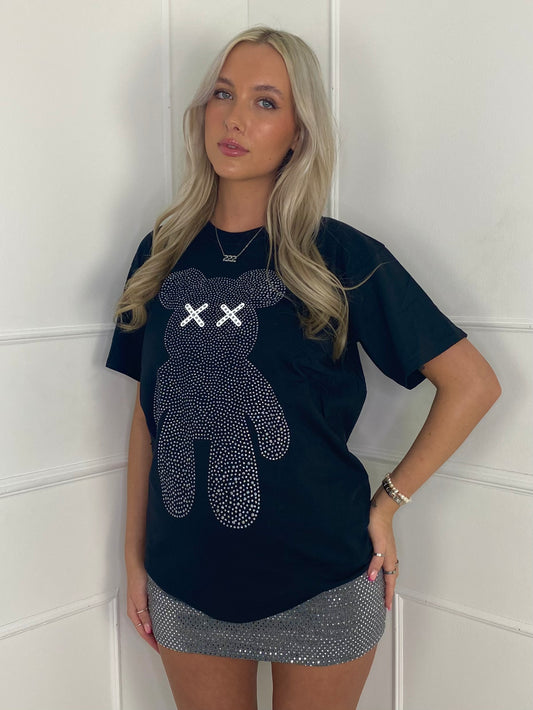Cross Eye Teddy Oversized T-shirt - Black