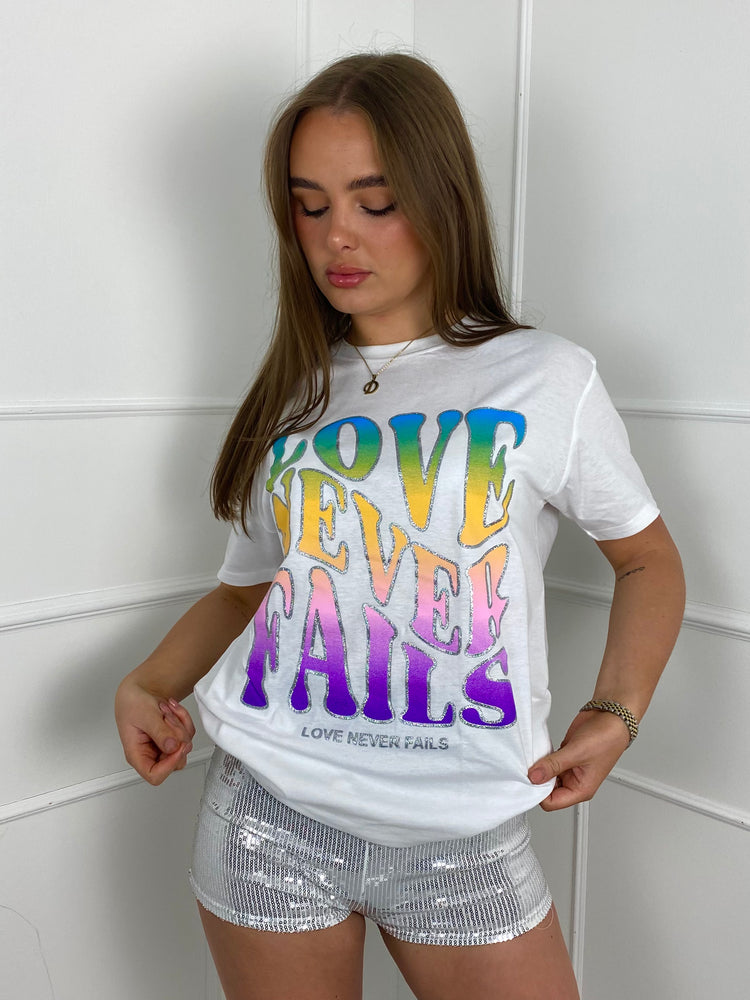 Love Never Fails T-shirt- White
