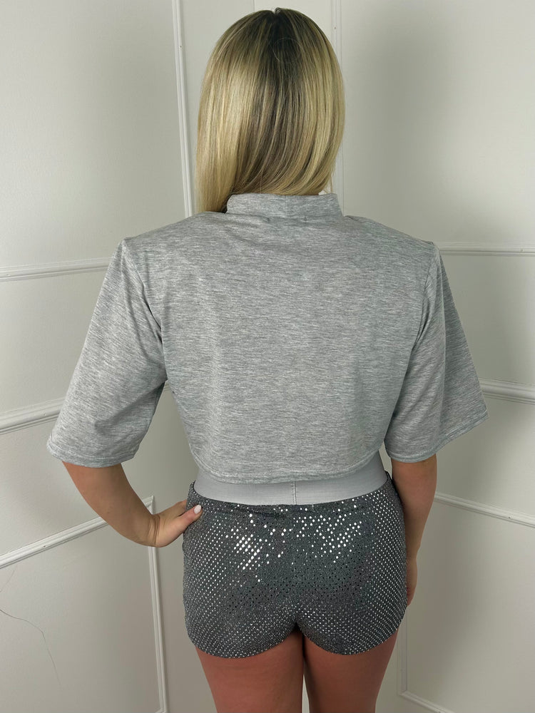 Lurex Sequin Thick Band Shorts - Grey (Grey Band)
