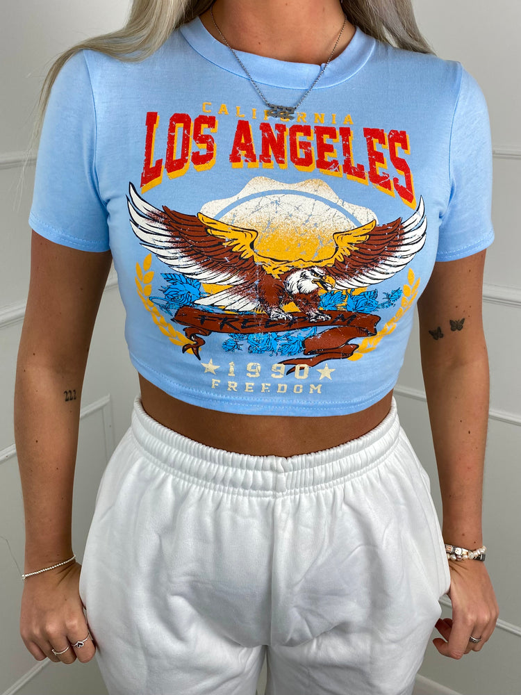Los Angeles Wings Crop Top - Baby Blue