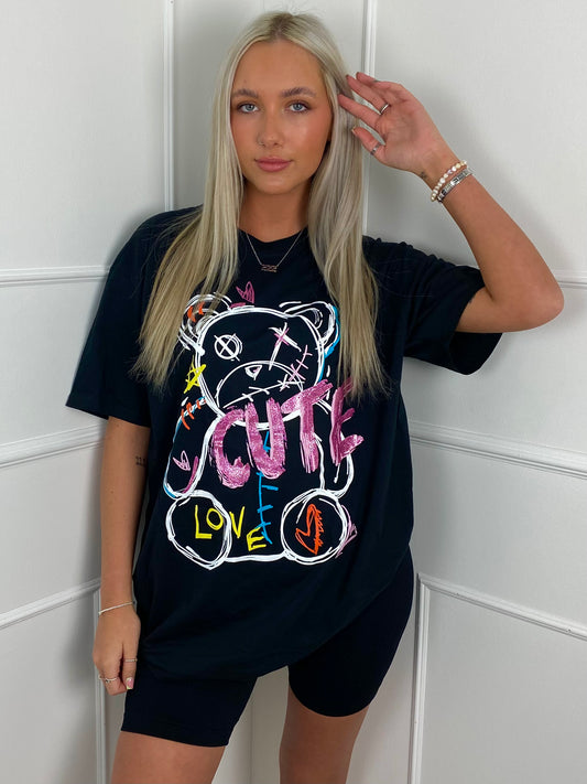 Cute Teddy T-Shirt- Black