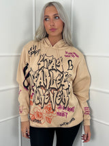 Stay Fearless Graffiti Hoodie - Beige
