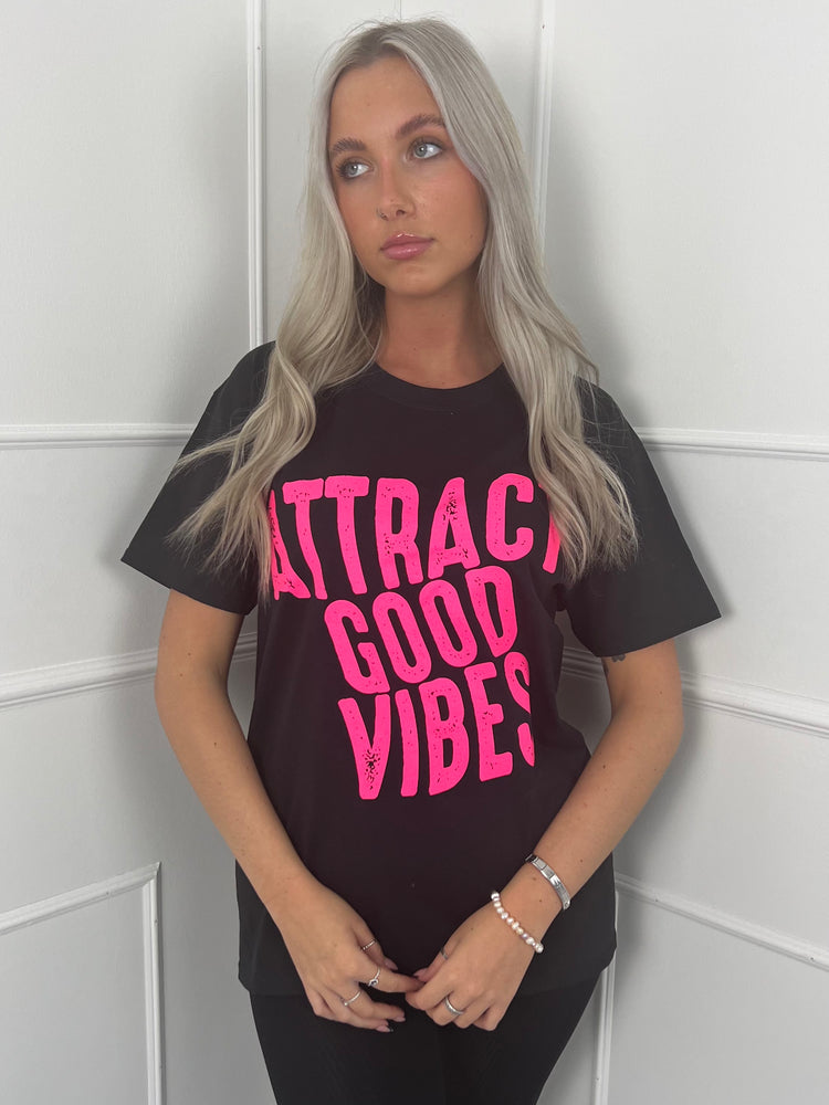 Attract Good Vibes T-Shirt- Black