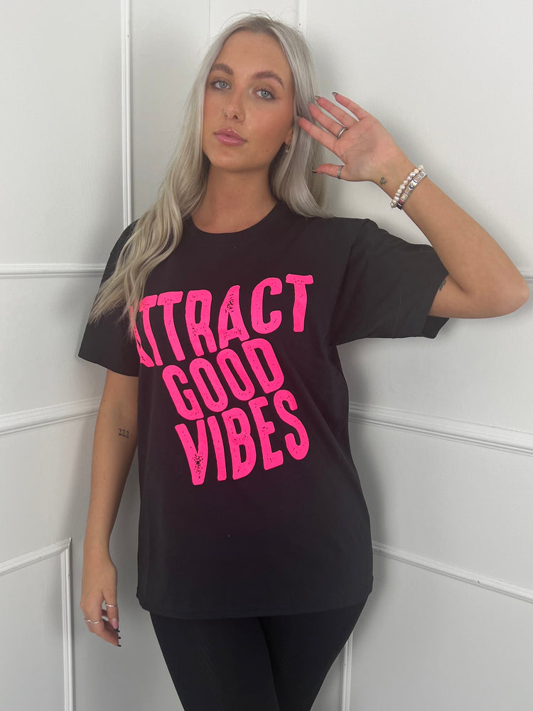 Attract Good Vibes T-Shirt- Black