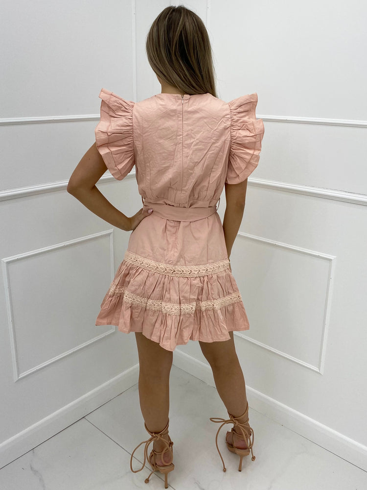 Embroidery Detail Summer Dress - Peach