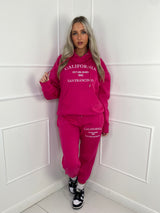 'California' Hooded Tracksuit - Hot Pink