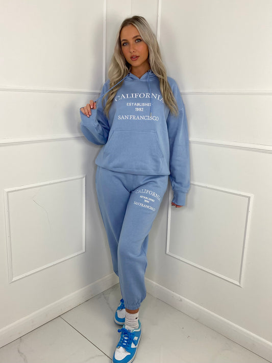 'California' Hooded Tracksuit - Baby Blue
