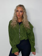 Frill Detail Windcheater Jacket - Khaki