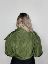 Frill Detail Windcheater Jacket - Khaki