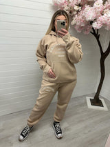 French Riviera Hooded Tracksuit - Beige (Plus Size)
