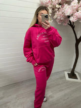 French Riviera Hooded Tracksuit - Cerise Pink (Plus Size)
