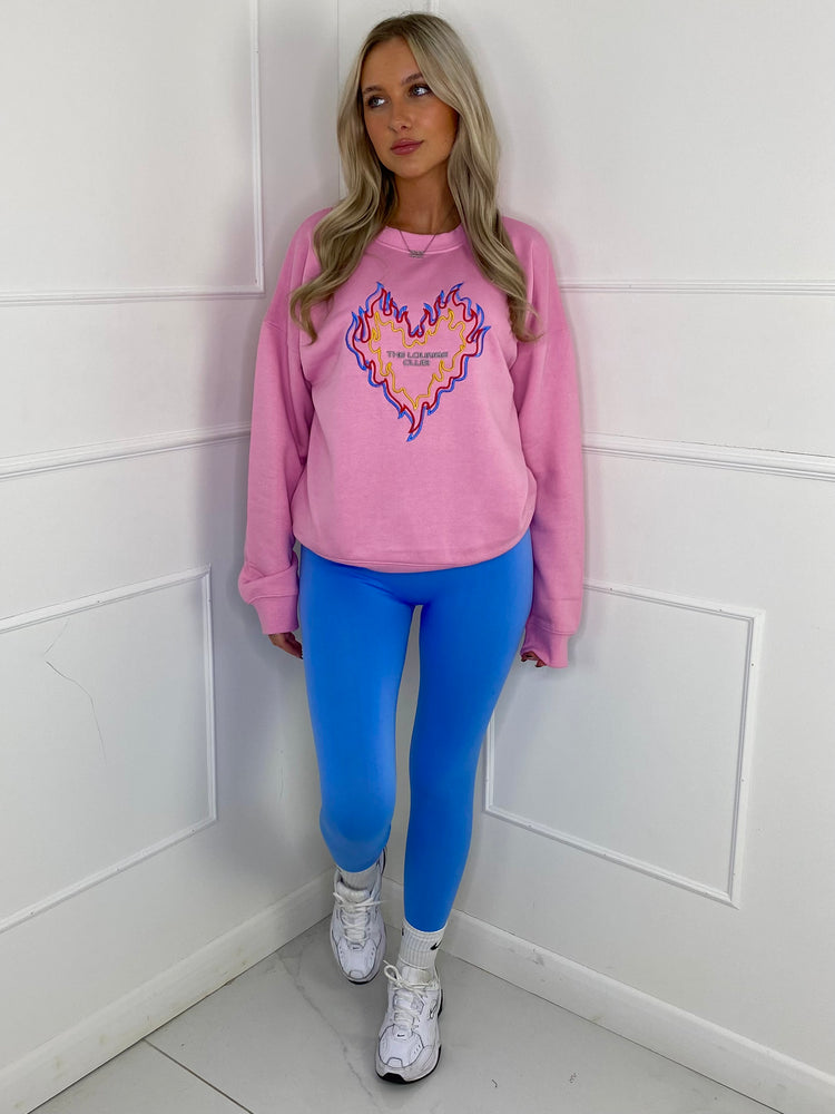 Lounge Club Embroidered Sweatshirt- Pink