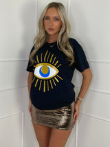Big Eye Printed T-Shirt- Black