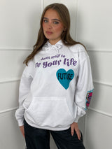 Live Your Life Graphic Hoodie- White