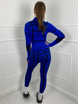 Patterned 3 Piece Gym Set- Royal Blue/Black