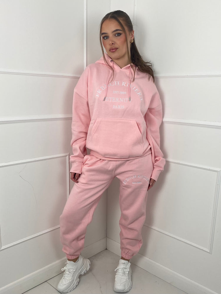 'French Riviera' Hooded Tracksuit - Baby pink