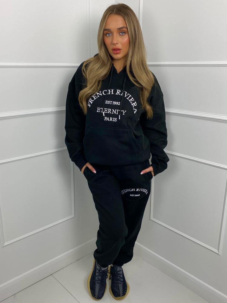 'French Riviera' Hooded Tracksuit - Black