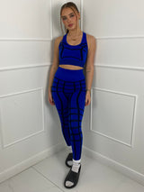 Patterned 3 Piece Gym Set- Royal Blue/Black