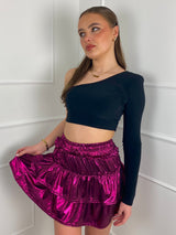Metallic Ra Ra Skirt- Pink