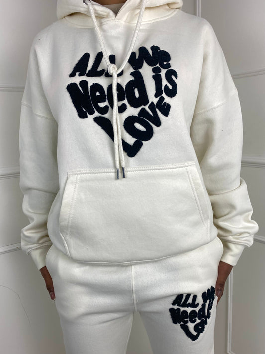 'All We Need Is Love' Hooded Tracksuit- white