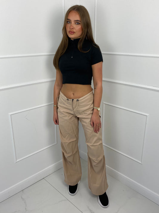 Low Waisted Cargo Trousers 1251- Beige
