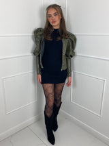 PU Puff Sleeve Jacket - Khaki