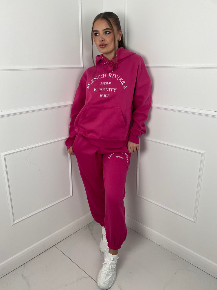 'French Riviera' Hooded Tracksuit - Hot pink