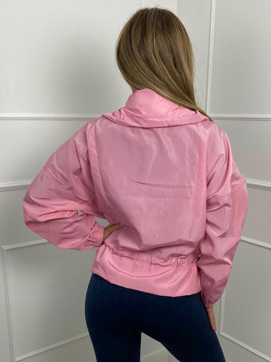 Frill Detail Pull In Wind Jacket - Baby Pink
