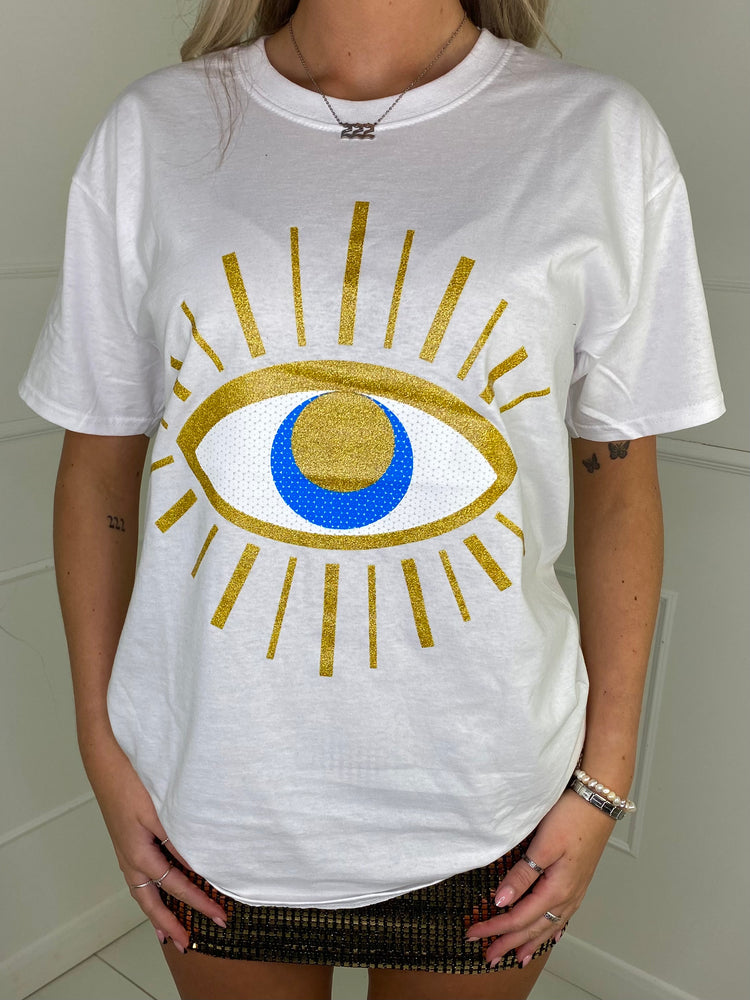 Big Eye Printed T-Shirt- White