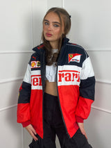 F1 Style Racer Oversized Jacket - Red/White