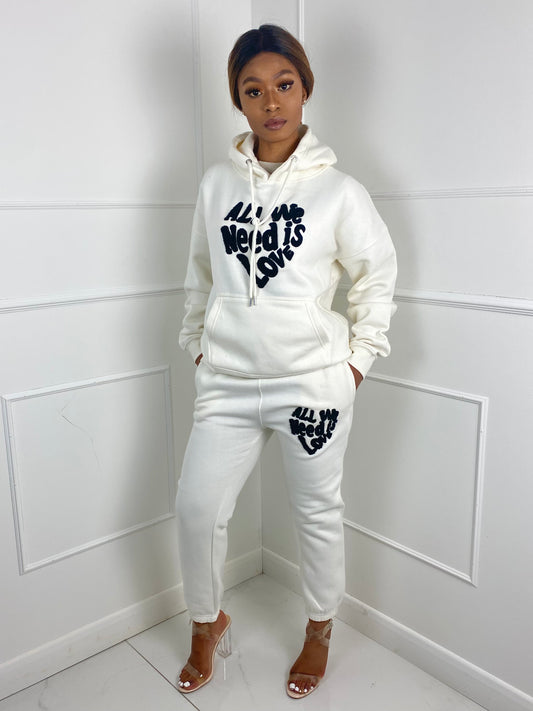 'All We Need Is Love' Hooded Tracksuit- white