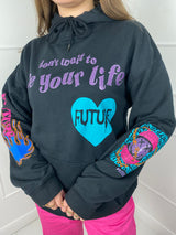 Live Your Life Graphic Hoodie- Black