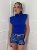 Low Waisted Sequin Shorts - Blue